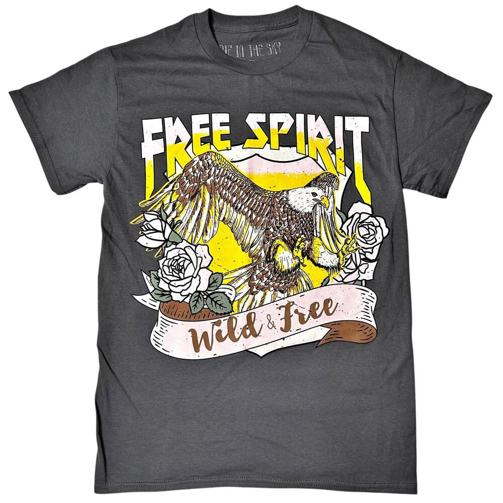 NWOT Free Spirit Wild & Free Graphic Tee Pie in the Sky Grey Women’s S